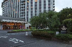 Exterior, logo, and sign of the Sheraton Miyako Hotel Tokyo